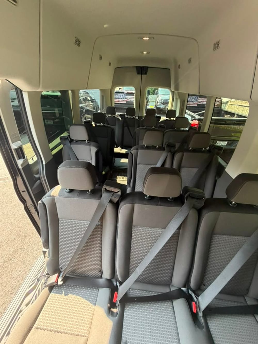 Ford executive limo van rear passenger seating, wide view
